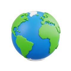 Earth Globe Render with Continent Land