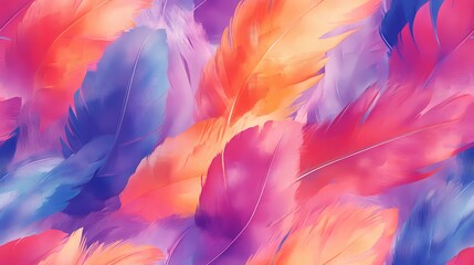 Obraz premium Exotic parrot plumage arranged in seamless tile, suitable for decorative backgrounds, fabric prints, and colorful wildlife themes.