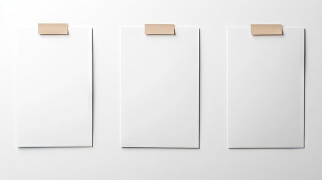 Blank papers affixed to a wall.