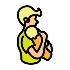 Dad Holding Baby Vector Filled Icon Design