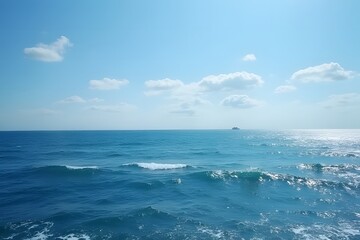 Fototapeta premium Serene Ocean Vista Calm Waves and Azure Sky