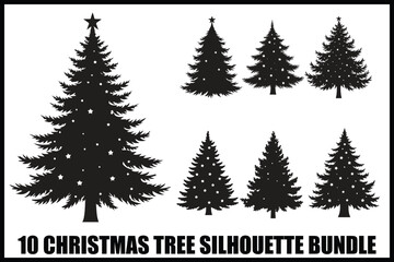 Fototapeta premium Christmas Tree Silhouette Bundle