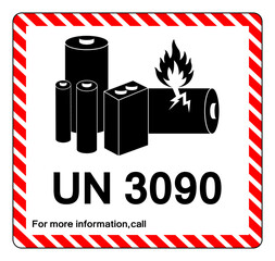 UN 3090 Lithium Battery Symbol Sign , Vector Illustration, Isolate On White Background Label.EPS10