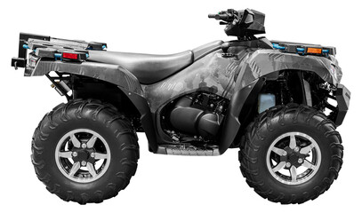 Side view gray all terrain vehicle or quad bike