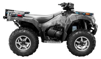 Side view gray all terrain vehicle or quad bike