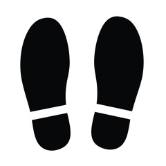 Shoe and bare foot print icon vector set
