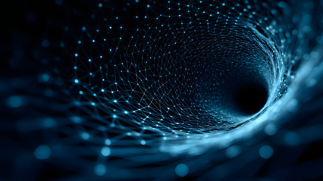 Abstract nanostructure and future technologies with information funnel global network and polygonal light grid design
