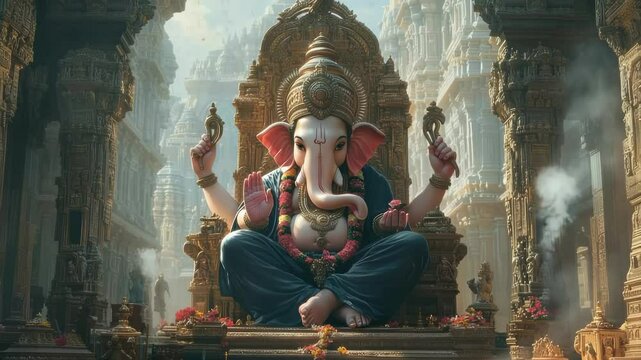 Ganesha divine form: elephant head, wisdom god, remover spirit, learning force, Shiva son, Parvati child, Vinayaka name, Jayanti festival, Nepal reverence, Tamil honor, Bali temple, sacred icon.
