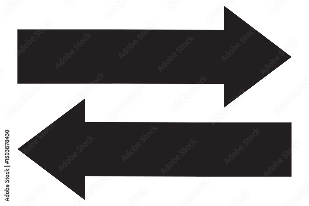 Poster two long arrow set. right direction and left direction arrow icon, vector set of trendy long in flat