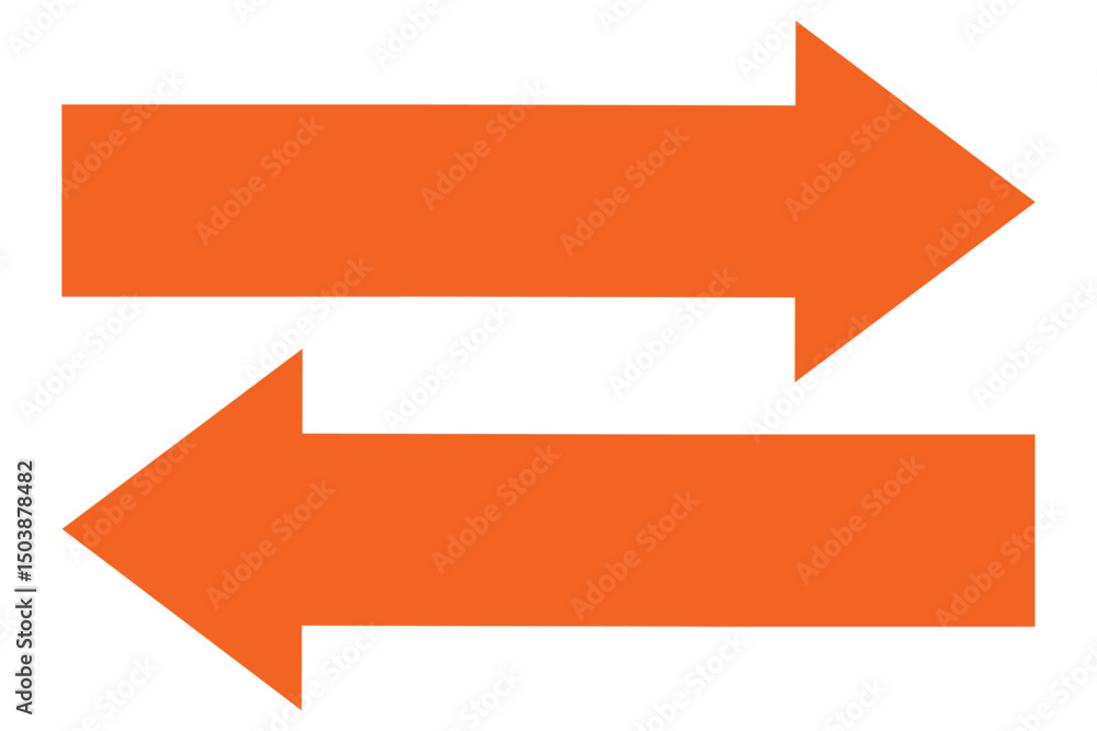 Poster two long arrow set. right direction and left direction arrow icon, vector set of trendy long in flat
