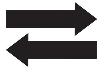 Two long arrow set. Right direction and left direction arrow icon, Vector set of trendy long in flat style. Exchange arrow icon vector. Black horizontal arrow icon.