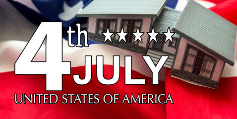 July 4 Independance day Patriotic Symbols USA. National celebration Fourth of July federal holiday...