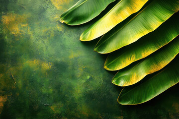 Obraz premium Vibrant tropical leaves on a textured background
