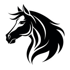 Elegant Horse Head Logo – Stylized Black and White Vector Illustration