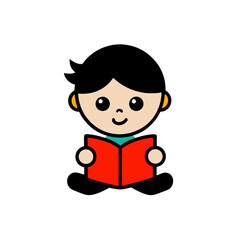 Cartoon Child Reading Doodle Illustration