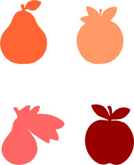 set of fruits and vegetables, colour silhouette 