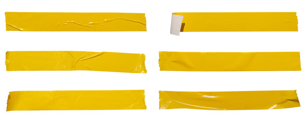 Set of yellow banners paper stickers sheets, Copy space for text preview tags labels elements design, isolated on white background, png