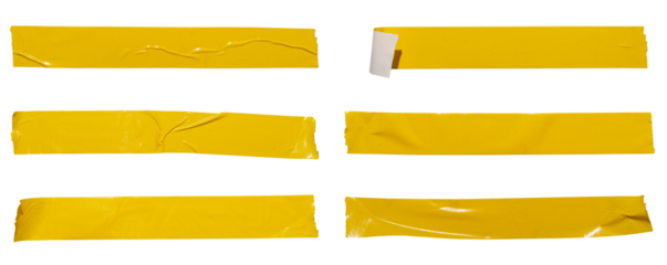 Set of yellow banners paper stickers sheets, Copy space for text preview tags labels elements design, isolated on white background, png