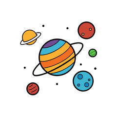 Cartoon Solar System Doodle Illustration