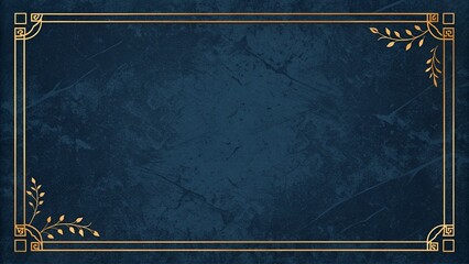 background featuring a gold leaf frame design against a textured navy backdrop, ideal for formal invitations, event posters, or elegant greeting card designs.