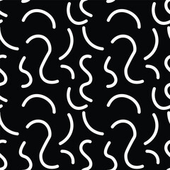 hand drawn abstract shapes on black background, vector repeated pattern background design