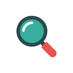 Magnifying Glass with Red Handle Icon on White Background