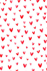 Watercolor Red Hearts Pattern Valentines Love Decorations