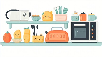 colorful flat vector illustration for children, food scraps to biogas and electricity, educational with smiling icons and kid-friendly fonts, pastel background