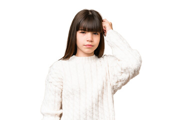 Little caucasian girl over isolated background with an expression of frustration and not...