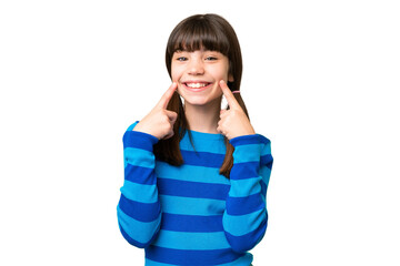Little caucasian girl over isolated background smiling with a happy and pleasant expression