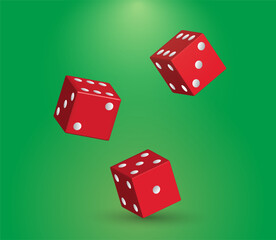 Dice in a roll. Gambling at the casino. Vector illustration