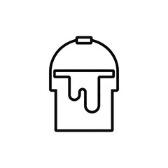 Paint Bucket Outline Icon with Dripping Paint on Transparent Background Design