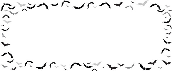 Halloween bat frame PNG. Bat silhouette set