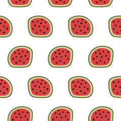 vector repeated watermelon slices background design, fruit seamless pattern
