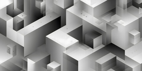 Isometric 3D Background with Interlocking Blocks in Monochromatic Cool Gray Palette

