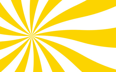Abstract bold, energetic abstract background with a radial burst pattern. Thick, wavy yellow rays with edges white canvas and high-contrast sunburst or vortex effect. Ideal for retro, pop-art, comic