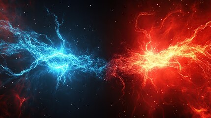 Electric Blue vs Fiery Red Energy Collision