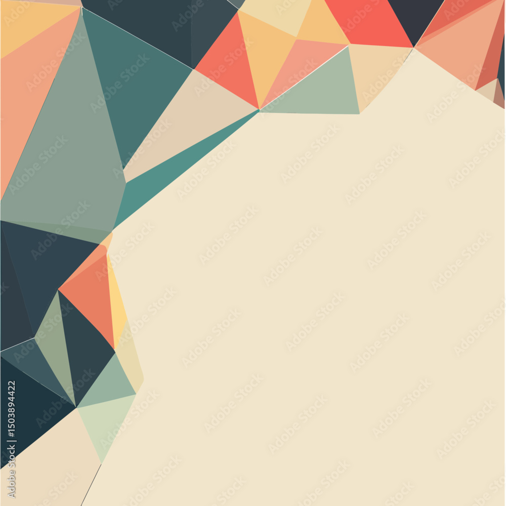 Poster abstract polygonal geometric background with colorful low poly triangles in warm and muted tones for
