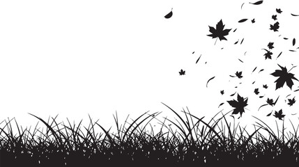 Leaves blowing in the wind. silhouette illustration