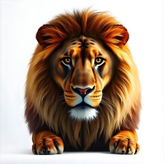 Fototapeta premium High-Quality Cinematic Studio Portrait of Majestic Lion with Detailed Golden Mane on White Background