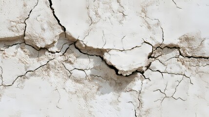White Cement Wall with Irregular Cracks