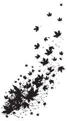 Leaves blowing in the wind. silhouette illustration