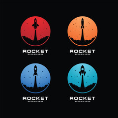 rocket launch set logo vector template