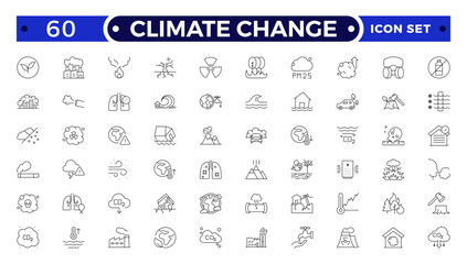 Climate Change Outline icon natural environment Carbon neutral and net zero concept greenhouse gas emissions Green energy, CO2 neutral, gas emissions, climate, ecology.