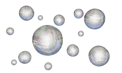 Bubbles floating on transparent background
