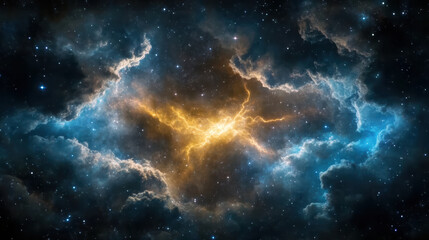 Fototapeta premium Vivid cosmic lightning flashes across colorful void, creating stunning celestial scene