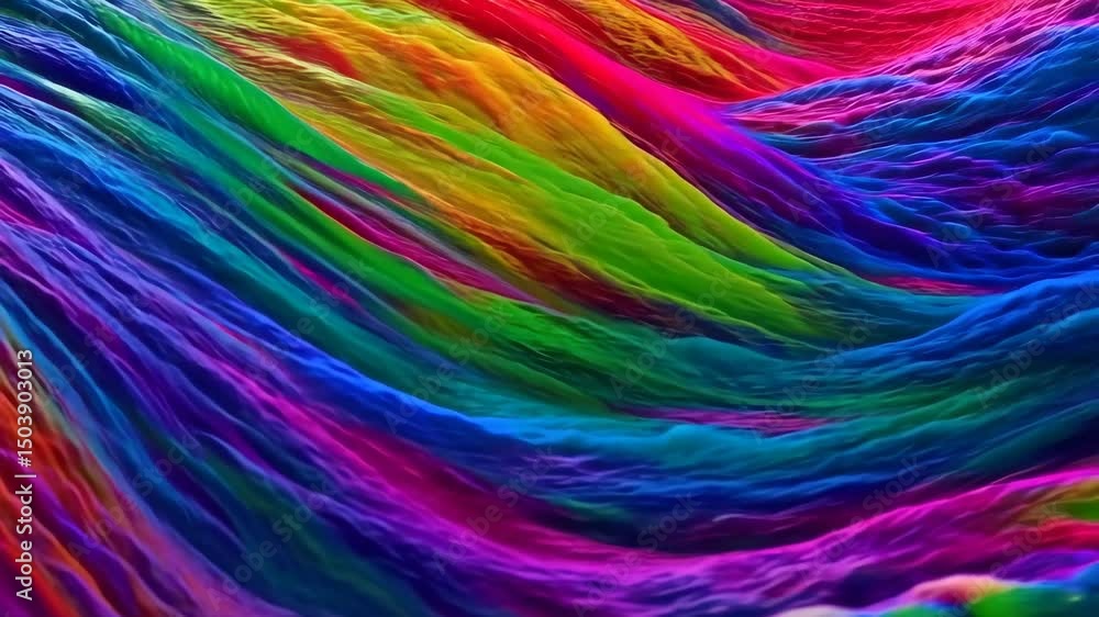 Poster bright abstract flowing texture with colorful gradients, undulating rippled surface, fluid dynamic w
