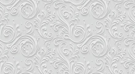 Seamless vintage floral vector pattern with ornate pink flower and leaf design