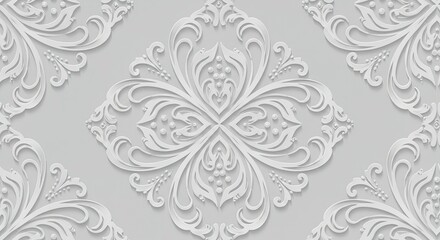 Seamless damask floral pattern vector ornament decoration with vintage baroque style