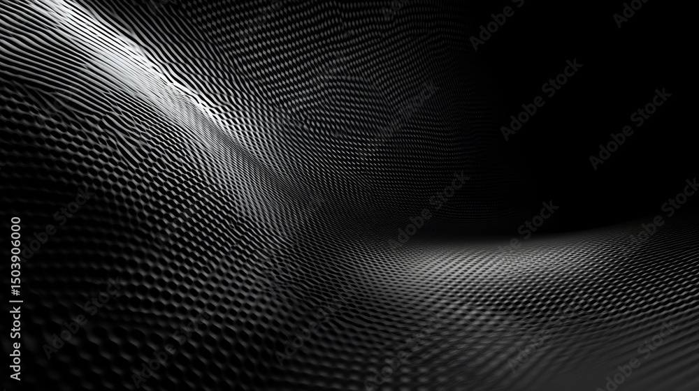 Poster modern dark wavy surface with metallic reflection abstract background